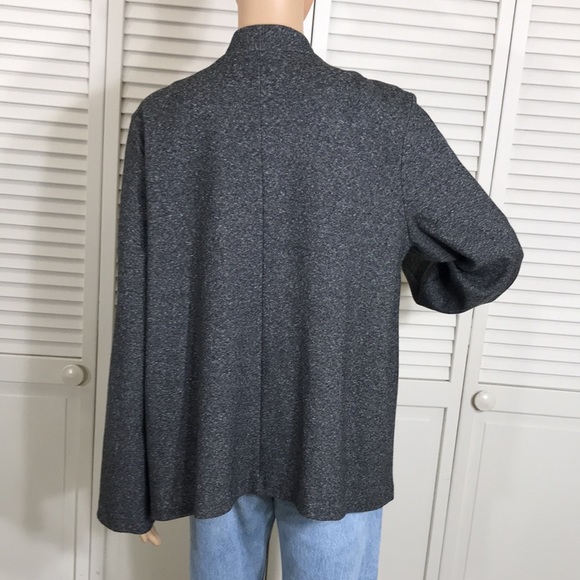 Eileen Fisher Stand Collar Charcoal Organic Cotton Blend Jacket XL - Picture 10 of 14